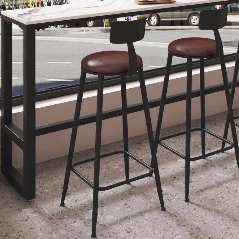 Modern Sintered Stone Bistro Bar Table Rectangle Metal Base Bar Table with Footrest Clearhalo 'Bar Furniture' 'Bar Tables' 'bar_tables' 'furn' 'furn_bar_tables' 'Furniture' 'Kitchen & Dining Furniture' 6912885