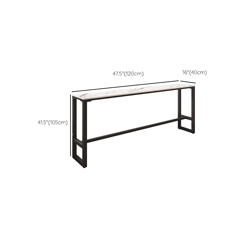 Modern Sintered Stone Bistro Bar Table Rectangle Metal Base Bar Table with Footrest Clearhalo 'Bar Furniture' 'Bar Tables' 'bar_tables' 'furn' 'furn_bar_tables' 'Furniture' 'Kitchen & Dining Furniture' 6912894