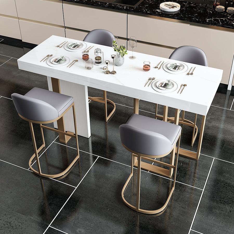 Glam Faux Marble Bistro Bar Table Rectangle Metal Base Bar Table Clearhalo 'Bar Furniture' 'Bar Tables' 'bar_tables' 'furn' 'furn_bar_tables' 'Furniture' 'Kitchen & Dining Furniture' 6912895