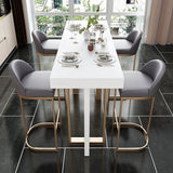 Glam Faux Marmor Bistro Stange Tisch Rechteck Metallbasisstangenstab Tabelle