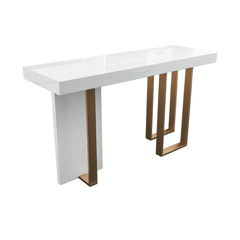 Glam Faux Marble Bistro Bar Table Rectangle Metal Base Bar Table Without Chairs Clearhalo 'Bar Furniture' 'Bar Tables' 'bar_tables' 'furn' 'furn_bar_tables' 'Furniture' 'Kitchen & Dining Furniture' 6912899
