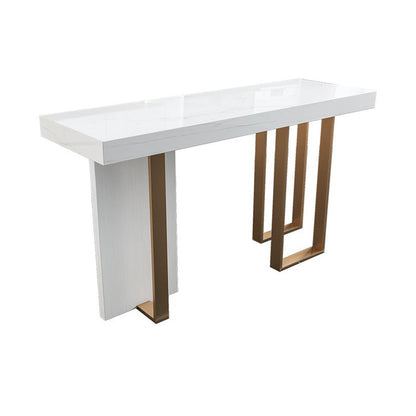 Glam Faux Marble Bistro Bar Table Rectangle Metal Base Bar Table Without Chairs Clearhalo 'Bar Furniture' 'Bar Tables' 'bar_tables' 'furn' 'furn_bar_tables' 'Furniture' 'Kitchen & Dining Furniture' 6912899