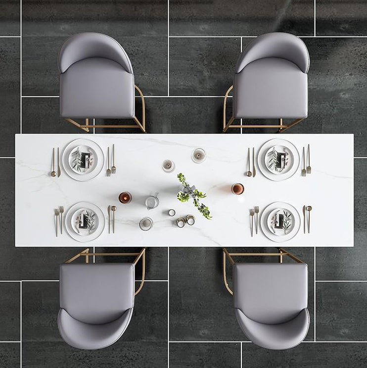 Glam Faux Marble Bistro Bar Table Rectangle Metal Base Bar Table Clearhalo 'Bar Furniture' 'Bar Tables' 'bar_tables' 'furn' 'furn_bar_tables' 'Furniture' 'Kitchen & Dining Furniture' 6912903