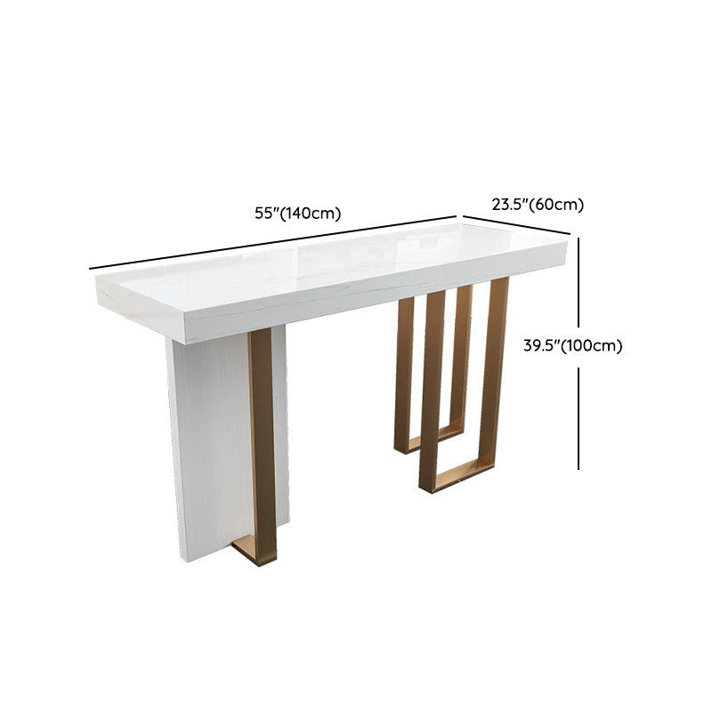 Glam Faux Marble Bistro Bar Table Rectangle Metal Base Bar Table Clearhalo 'Bar Furniture' 'Bar Tables' 'bar_tables' 'furn' 'furn_bar_tables' 'Furniture' 'Kitchen & Dining Furniture' 6912905