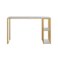 Glam Faux Marble Bistro Bar Table Rectangle Metal Base Bar Table with Storage Gold Without Chairs Clearhalo 'Bar Furniture' 'Bar Tables' 'bar_tables' 'furn' 'furn_bar_tables' 'Furniture' 'Kitchen & Dining Furniture' 6912918