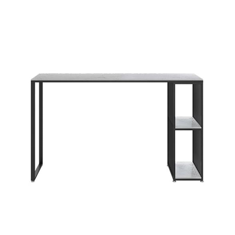 Glam Faux Marble Bistro Bar Table Rectangle Metal Base Bar Table with Storage Black Without Chairs Clearhalo 'Bar Furniture' 'Bar Tables' 'bar_tables' 'furn' 'furn_bar_tables' 'Furniture' 'Kitchen & Dining Furniture' 6912922