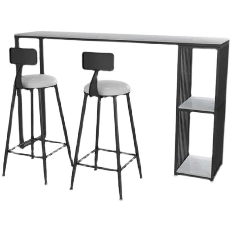 Glam Faux Marble Bistro Bar Table Rectangle Metal Base Bar Table with Storage Clearhalo 'Bar Furniture' 'Bar Tables' 'bar_tables' 'furn' 'furn_bar_tables' 'Furniture' 'Kitchen & Dining Furniture' 6912925