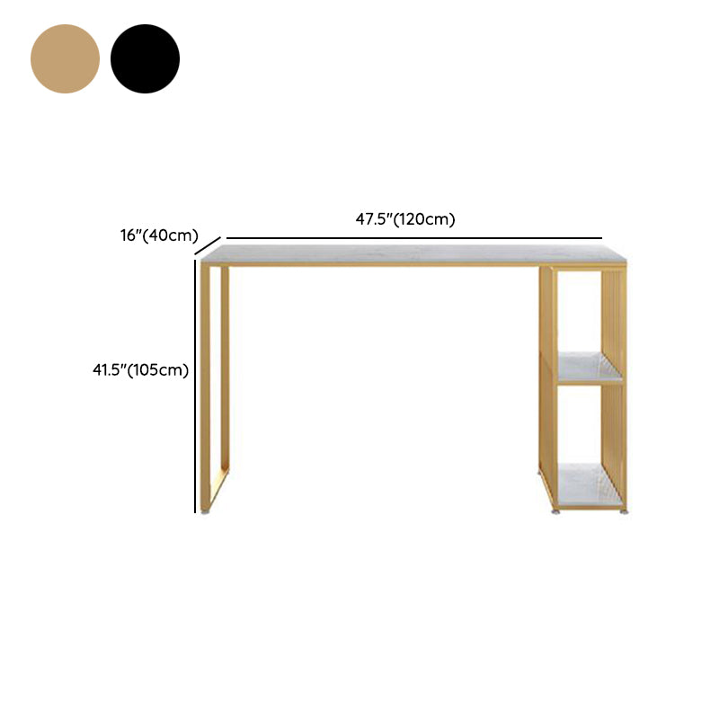 Glam Faux Marble Bistro Bar Table Rectangle Metal Base Bar Table with Storage Clearhalo 'Bar Furniture' 'Bar Tables' 'bar_tables' 'furn' 'furn_bar_tables' 'Furniture' 'Kitchen & Dining Furniture' 6912927