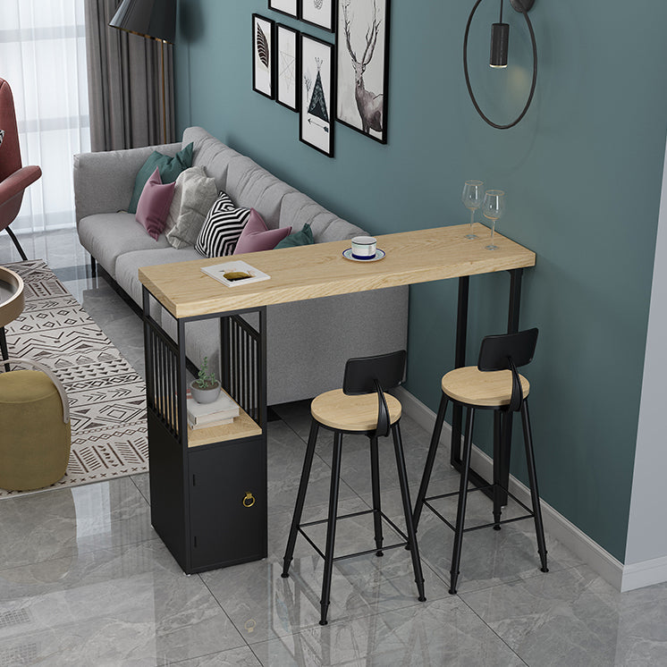 Industriële houten bistro-bartafel, rechthoekig metalen onderstel, bartafel met opbergruimte