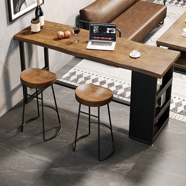 Industrial Style Bistro Bar Table Rectangle Wood Bar Table with Storage Clearhalo 'Bar Furniture' 'Bar Tables' 'bar_tables' 'furn' 'furn_bar_tables' 'Furniture' 'Kitchen & Dining Furniture' 6912944