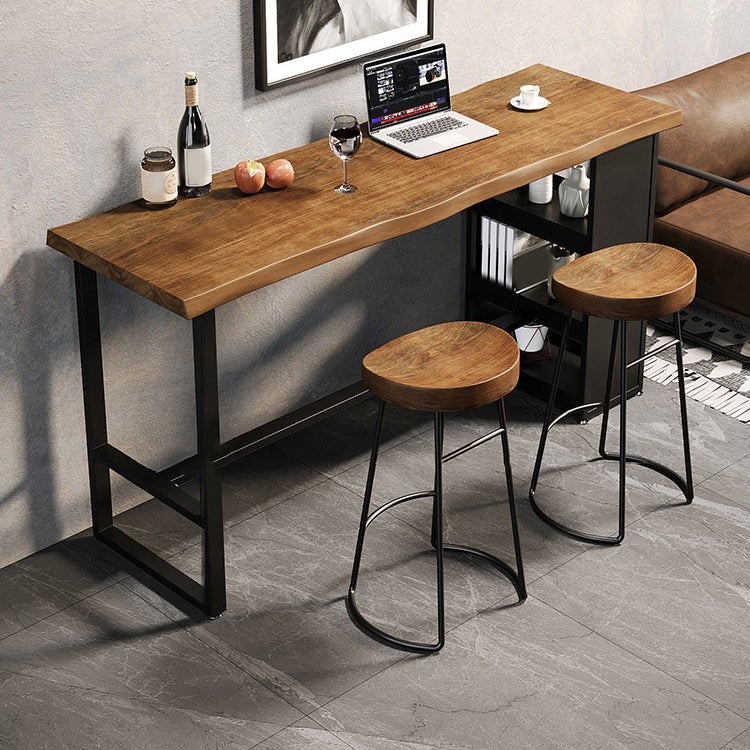 Industrial Style Bistro Bar Table Rectangle Wood Bar Table with Storage Clearhalo 'Bar Furniture' 'Bar Tables' 'bar_tables' 'furn' 'furn_bar_tables' 'Furniture' 'Kitchen & Dining Furniture' 6912945