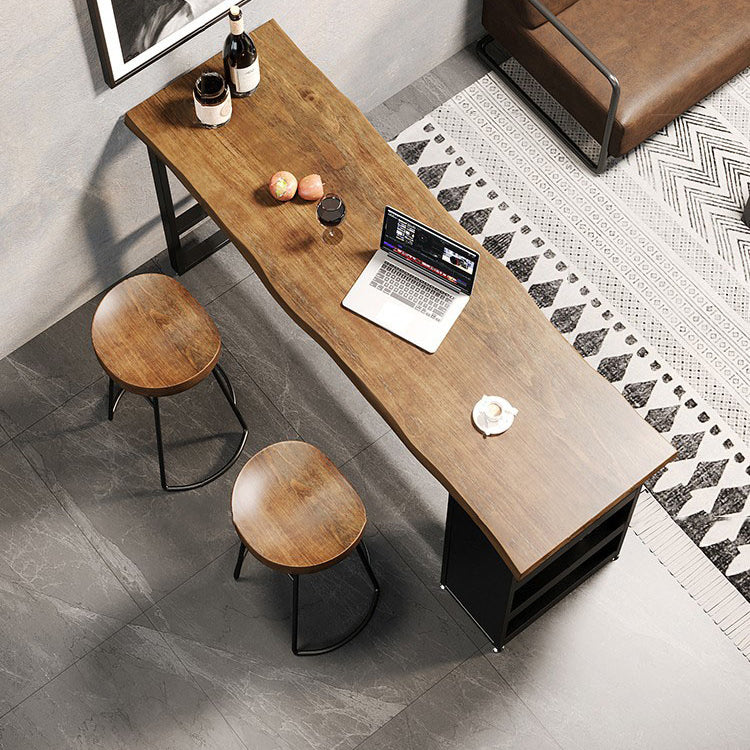 Industrial Style Bistro Bar Table Rectangle Wood Bar Table with Storage Clearhalo 'Bar Furniture' 'Bar Tables' 'bar_tables' 'furn' 'furn_bar_tables' 'Furniture' 'Kitchen & Dining Furniture' 6912946