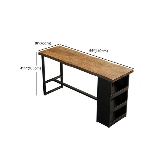 Industrial Style Bistro Bar Table Rectangle Wood Bar Table with Storage Clearhalo 'Bar Furniture' 'Bar Tables' 'bar_tables' 'furn' 'furn_bar_tables' 'Furniture' 'Kitchen & Dining Furniture' 6912953