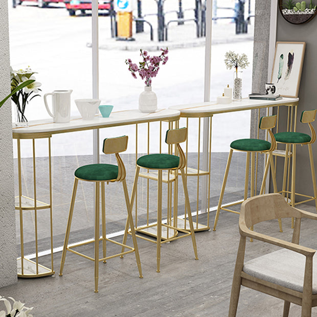 Glam Sintered Stone Bistro Bar Table Oval Metal Base Bar Table with Storage Clearhalo 'Bar Furniture' 'Bar Tables' 'bar_tables' 'furn' 'furn_bar_tables' 'Furniture' 'Kitchen & Dining Furniture' 6912962