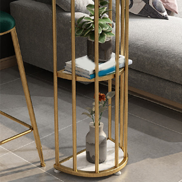 Glam Sintered Stone Bistro Bar Table Oval Metal Base Bar Table with Storage Clearhalo 'Bar Furniture' 'Bar Tables' 'bar_tables' 'furn' 'furn_bar_tables' 'Furniture' 'Kitchen & Dining Furniture' 6912966