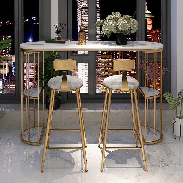Glam Sintered Stone Bistro Bar Table Oval Metal Base Bar Table with Storage Clearhalo 'Bar Furniture' 'Bar Tables' 'bar_tables' 'furn' 'furn_bar_tables' 'Furniture' 'Kitchen & Dining Furniture' 6912973