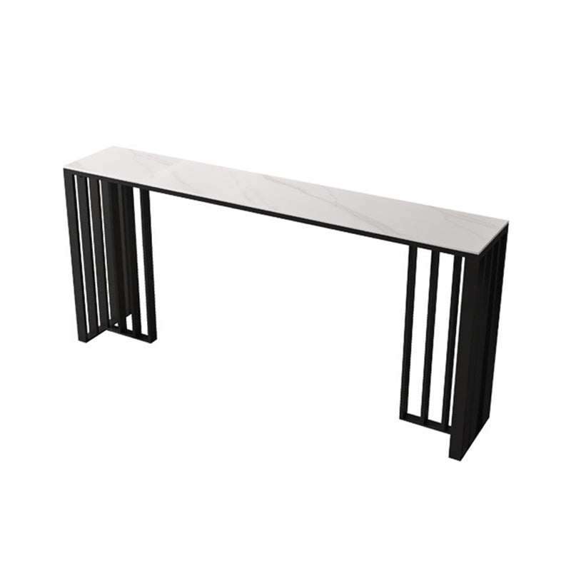 Industrial Style Bar Table Stone Top Bistro Table with Black Base White Without Chairs Clearhalo 'Bar Furniture' 'Bar Tables' 'bar_tables' 'furn' 'furn_bar_tables' 'Furniture' 'Kitchen & Dining Furniture' 6913078