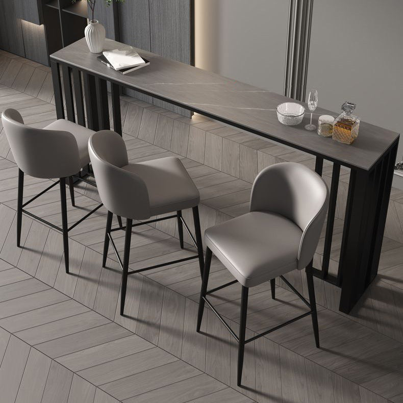 Industrial Style Bar Table Stone Top Bistro Table with Black Base Clearhalo 'Bar Furniture' 'Bar Tables' 'bar_tables' 'furn' 'furn_bar_tables' 'Furniture' 'Kitchen & Dining Furniture' 6913081