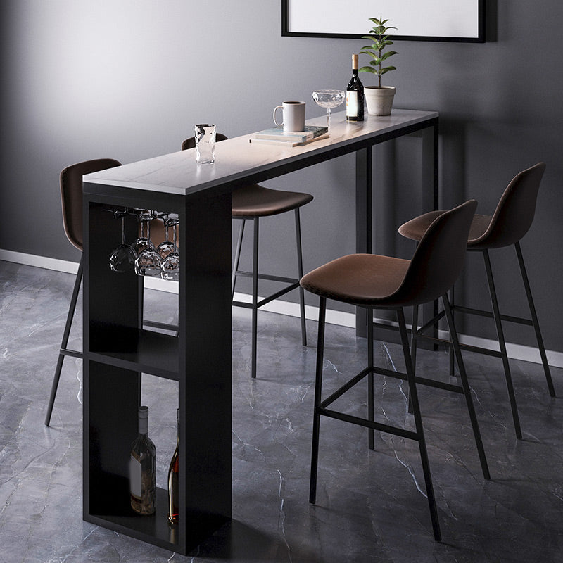 Moderner Bistro-Bartisch, rechteckiger Stehtisch aus Kunstmarmor mit Weinglashaltern
