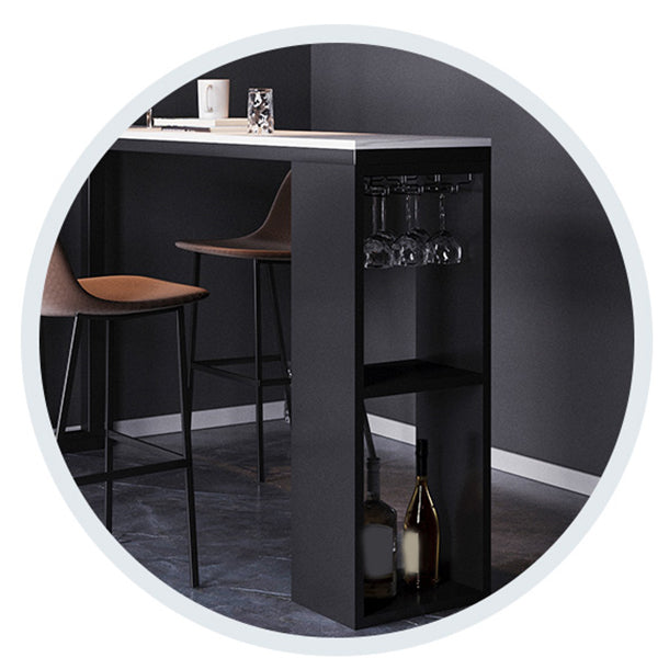 Moderner Bistro-Bartisch, rechteckiger Stehtisch aus Kunstmarmor mit Weinglashaltern