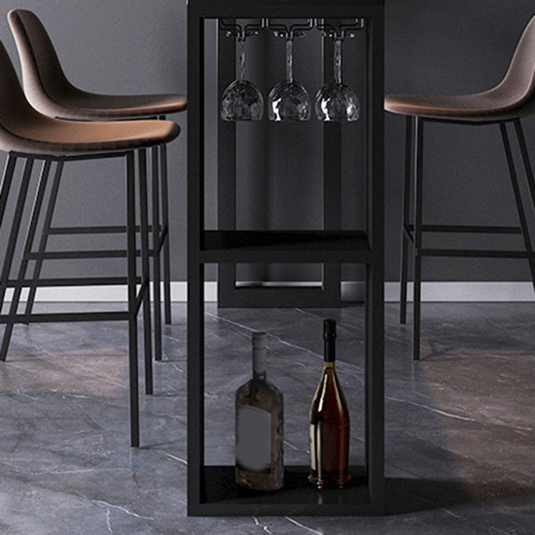 Moderner Bistro-Bartisch, rechteckiger Stehtisch aus Kunstmarmor mit Weinglashaltern
