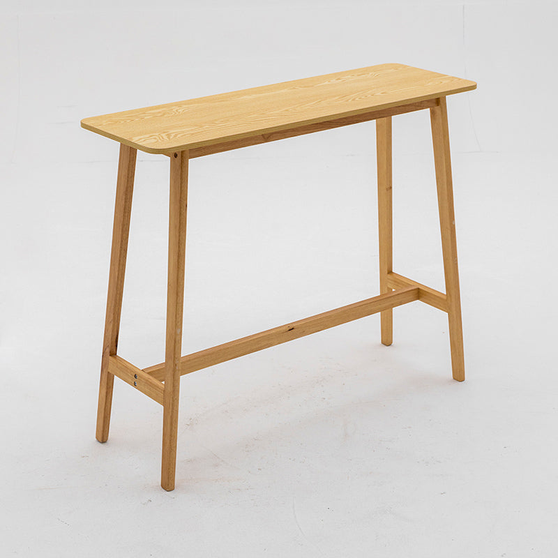 Modern Style Bistro Bar Table Rectangle Solid Wood Bar Table with Footrest Natural Without Chairs Clearhalo 'Bar Furniture' 'Bar Tables' 'bar_tables' 'furn' 'furn_bar_tables' 'Furniture' 'Kitchen & Dining Furniture' 6913120