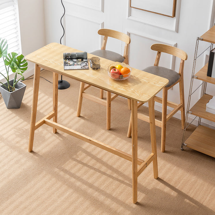 Modern Style Bistro Bar Table Rectangle Solid Wood Bar Table with Footrest Clearhalo 'Bar Furniture' 'Bar Tables' 'bar_tables' 'furn' 'furn_bar_tables' 'Furniture' 'Kitchen & Dining Furniture' 6913132