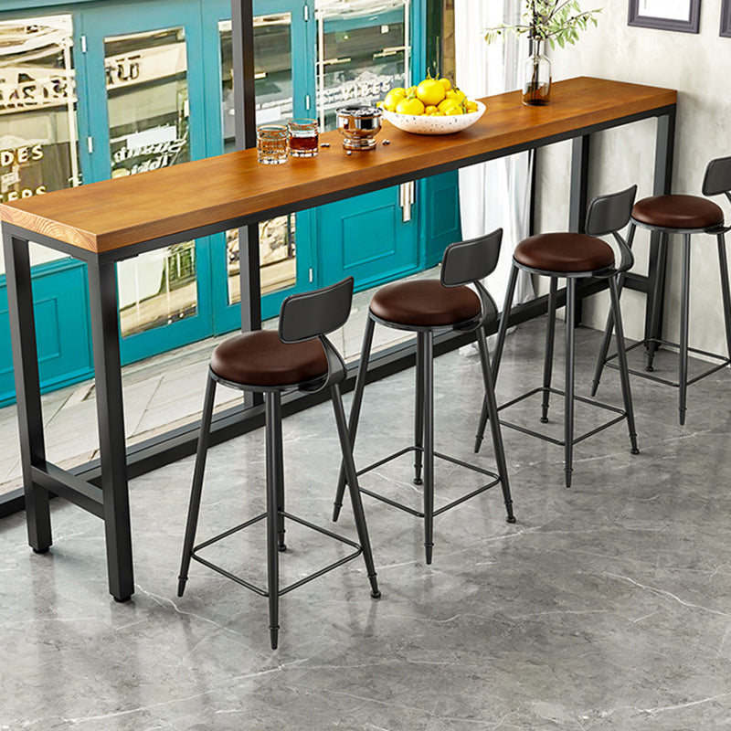 Industrial Wood Bistro Bar Table Rectangle Metal Base Bar Table with Footrest Clearhalo 'Bar Furniture' 'Bar Tables' 'bar_tables' 'furn' 'furn_bar_tables' 'Furniture' 'Kitchen & Dining Furniture' 6913138