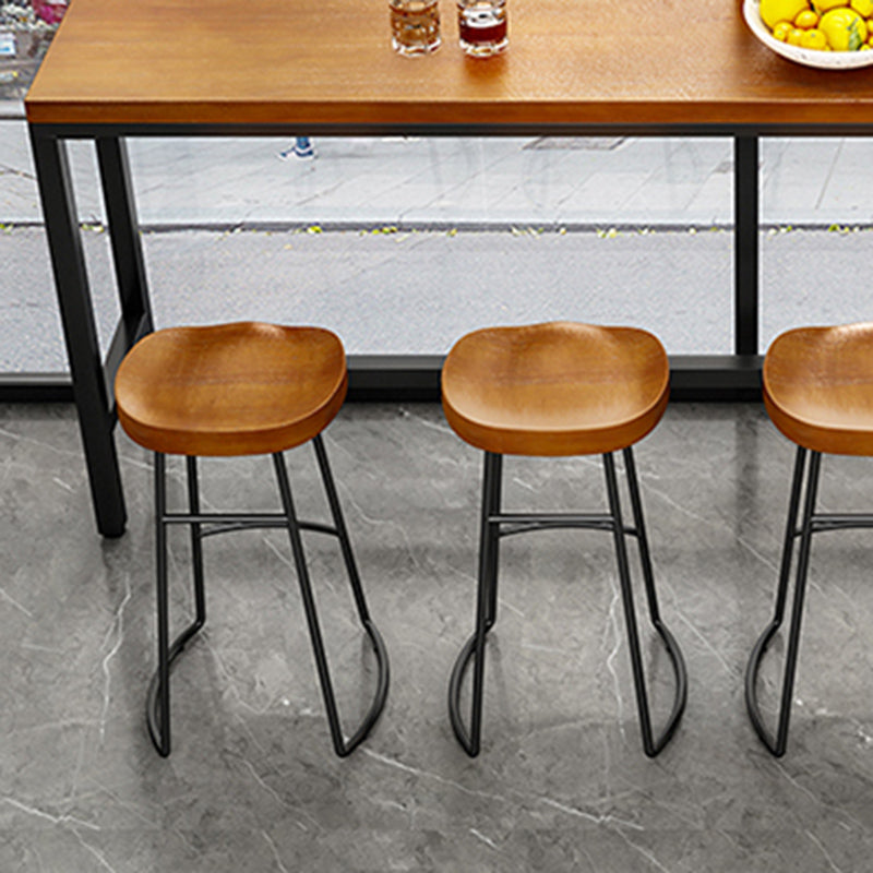 Industrial Wood Bistro Bar Table Rectangle Metal Base Bar Table with Footrest Clearhalo 'Bar Furniture' 'Bar Tables' 'bar_tables' 'furn' 'furn_bar_tables' 'Furniture' 'Kitchen & Dining Furniture' 6913141
