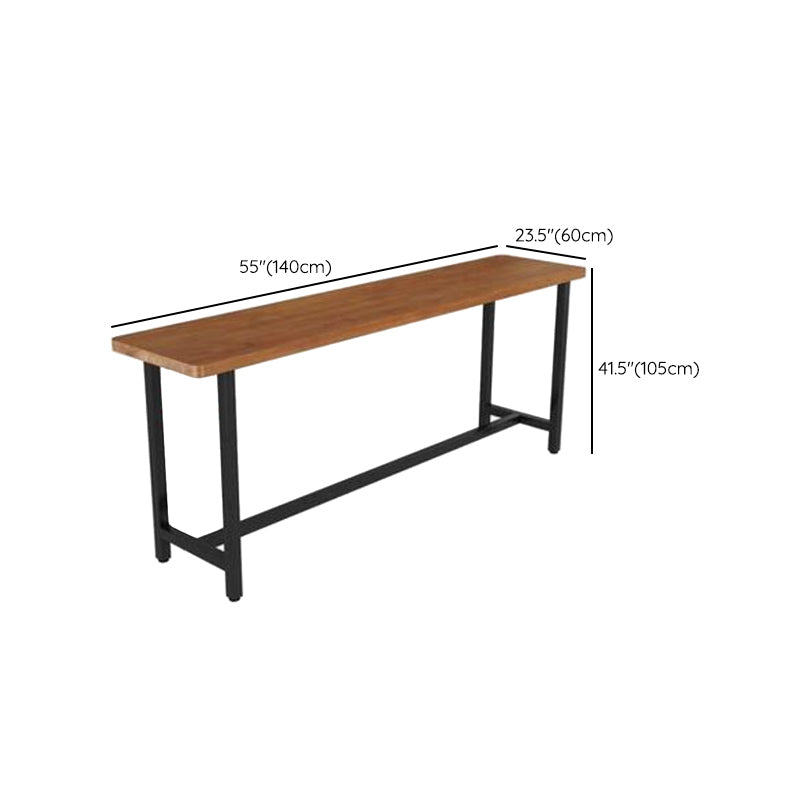 Industrial Wood Bistro Bar Table Rectangle Metal Base Bar Table with Footrest Clearhalo 'Bar Furniture' 'Bar Tables' 'bar_tables' 'furn' 'furn_bar_tables' 'Furniture' 'Kitchen & Dining Furniture' 6913153