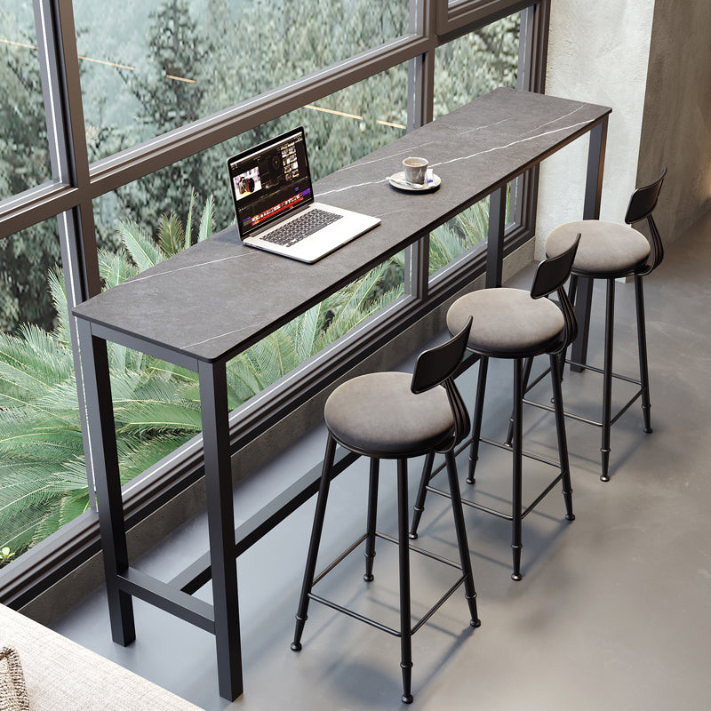 Industrial Bar-height Table Stone Top Pub Table with Black Base Clearhalo 'Bar Furniture' 'Bar Tables' 'bar_tables' 'furn' 'furn_bar_tables' 'Furniture' 'Kitchen & Dining Furniture' 6913178