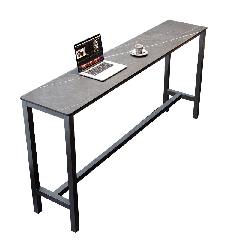 Industrial Bar-height Table Stone Top Pub Table with Black Base Clearhalo 'Bar Furniture' 'Bar Tables' 'bar_tables' 'furn' 'furn_bar_tables' 'Furniture' 'Kitchen & Dining Furniture' 6913179