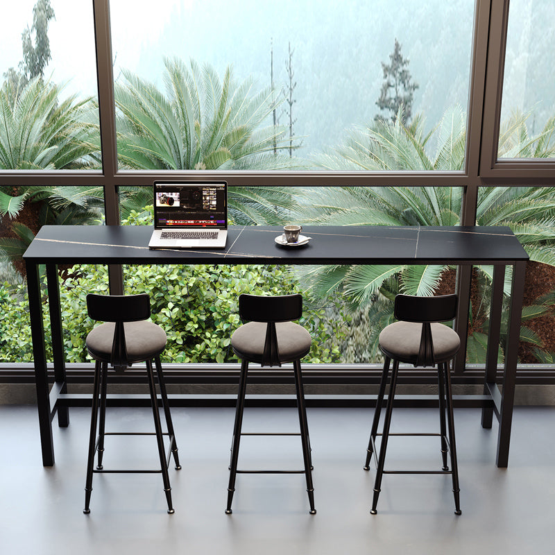 Industrial Bar-height Table Stone Top Pub Table with Black Base Clearhalo 'Bar Furniture' 'Bar Tables' 'bar_tables' 'furn' 'furn_bar_tables' 'Furniture' 'Kitchen & Dining Furniture' 6913182