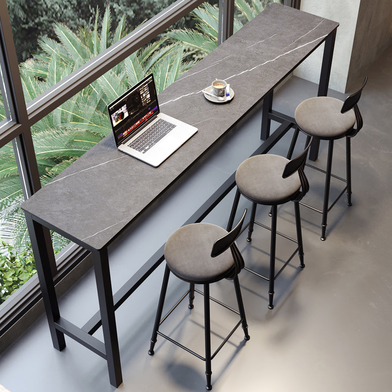Industrial Bar-height Table Stone Top Pub Table with Black Base Clearhalo 'Bar Furniture' 'Bar Tables' 'bar_tables' 'furn' 'furn_bar_tables' 'Furniture' 'Kitchen & Dining Furniture' 6913183