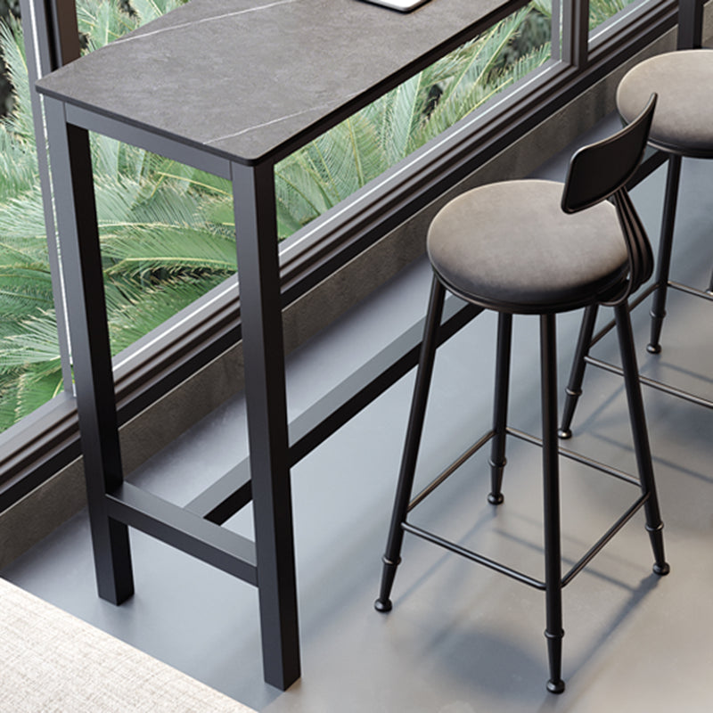 Industrial Bar-height Table Stone Top Pub Table with Black Base Clearhalo 'Bar Furniture' 'Bar Tables' 'bar_tables' 'furn' 'furn_bar_tables' 'Furniture' 'Kitchen & Dining Furniture' 6913186