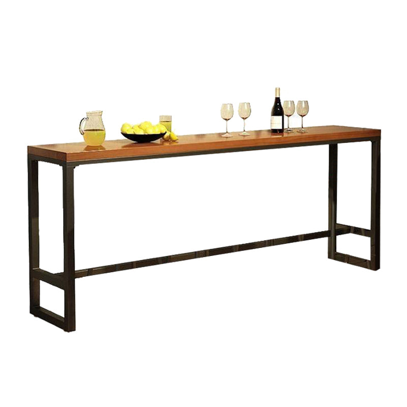 Mesa de bar industrial para vino, mesa de bistró con tapa de madera maciza y base negra
