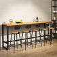 Mesa de bar industrial para vino, mesa de bistró con tapa de madera maciza y base negra