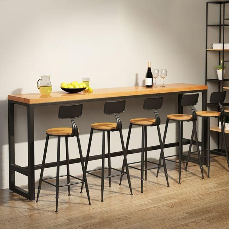 Mesa de bar industrial para vino, mesa de bistró con tapa de madera maciza y base negra