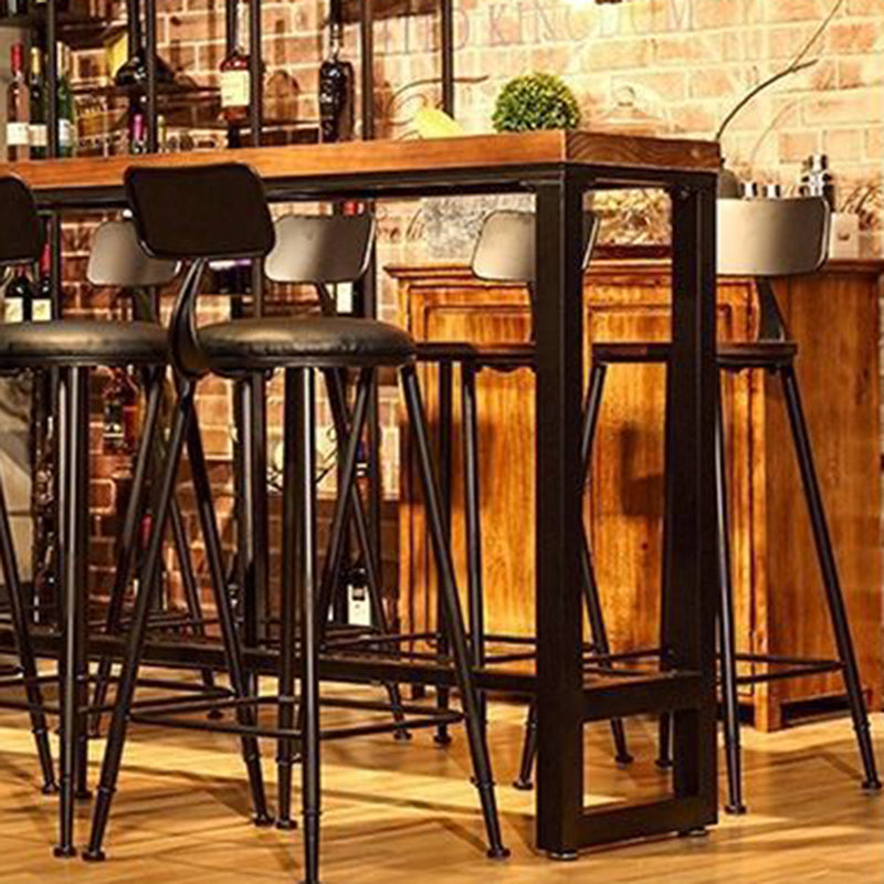 Mesa de bar industrial para vino, mesa de bistró con tapa de madera maciza y base negra