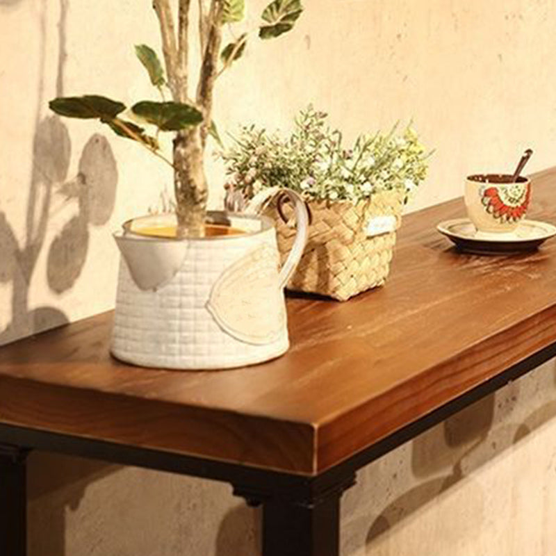 Mesa de bar industrial para vino, mesa de bistró con tapa de madera maciza y base negra