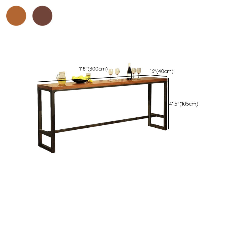 Mesa de bar industrial para vino, mesa de bistró con tapa de madera maciza y base negra