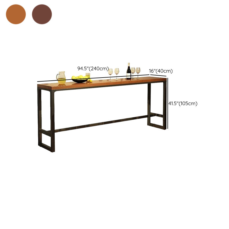 Mesa de bar industrial para vino, mesa de bistró con tapa de madera maciza y base negra