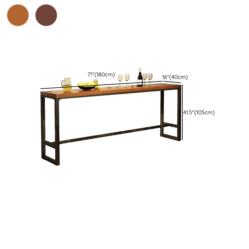 Mesa de bar industrial para vino, mesa de bistró con tapa de madera maciza y base negra