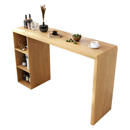 Moderner Bartisch, rechteckiger Bar-Esstisch aus massivem Holz mit doppeltem Sockel