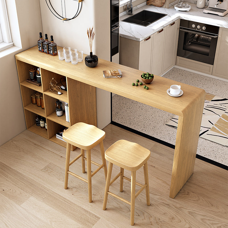 Moderner Bartisch, rechteckiger Bar-Esstisch aus massivem Holz mit doppeltem Sockel