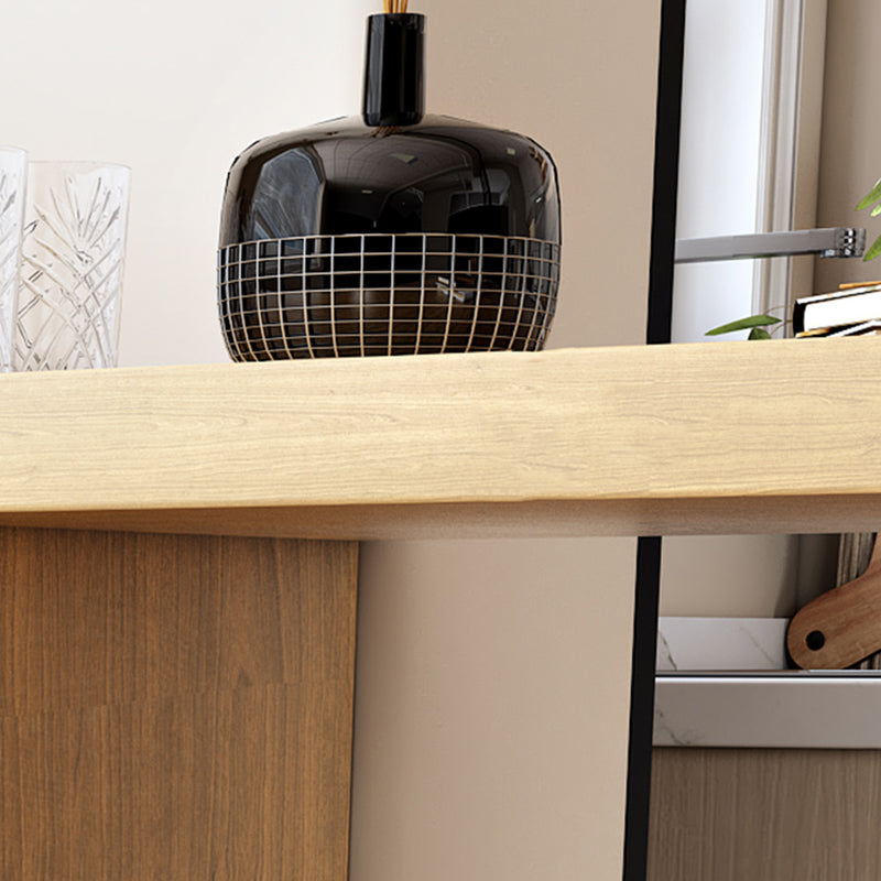 Moderner Bartisch, rechteckiger Bar-Esstisch aus massivem Holz mit doppeltem Sockel