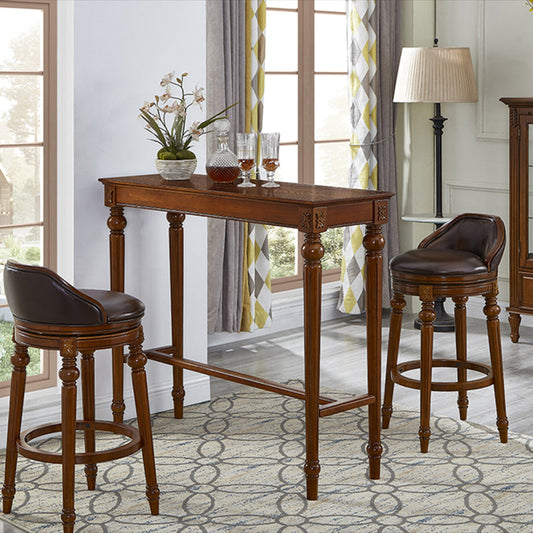 Moderner Stil Rechteck Tisch braunes Massivholz fester Stange Esstisch