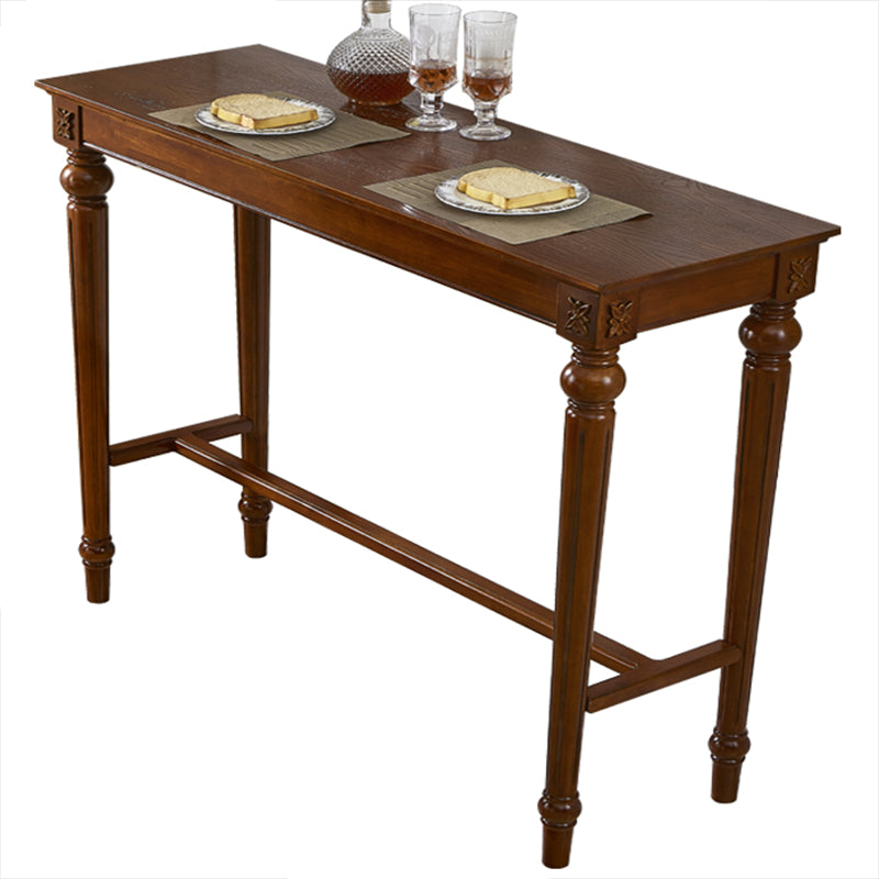 Table de bar rectangulaire de style moderne, table de salle à manger fixe en bois massif marron