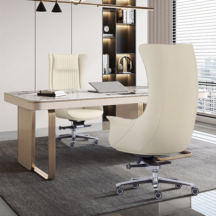 Sedia da scrivania a armi fisse nessuna sedia da ufficio ergonomica in pelle angosciante con ruote