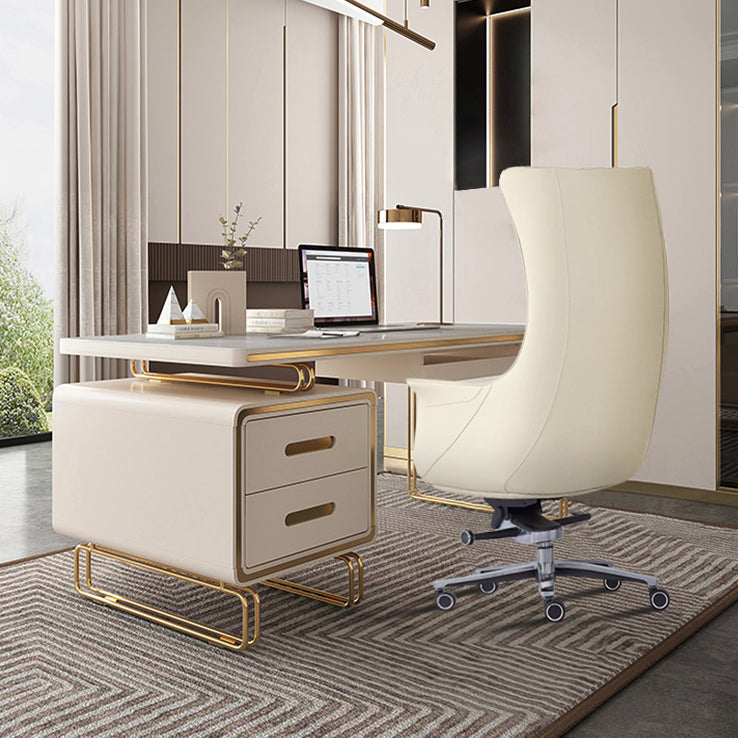 Sedia da scrivania a armi fisse nessuna sedia da ufficio ergonomica in pelle angosciante con ruote